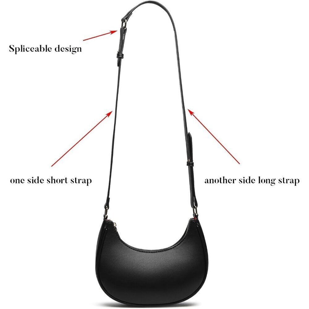 Women Black Retro Classic Clutch Shoulder Tote Hand Bag With Zipper Closure - Picture 5 of 7